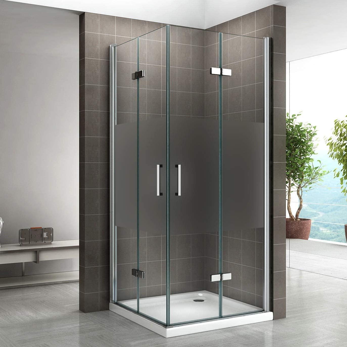 i-flair Falttür Duschkabine 90x75x180 cm aus teilsatiniertem 6 mm Sicherheitsglas - DK13