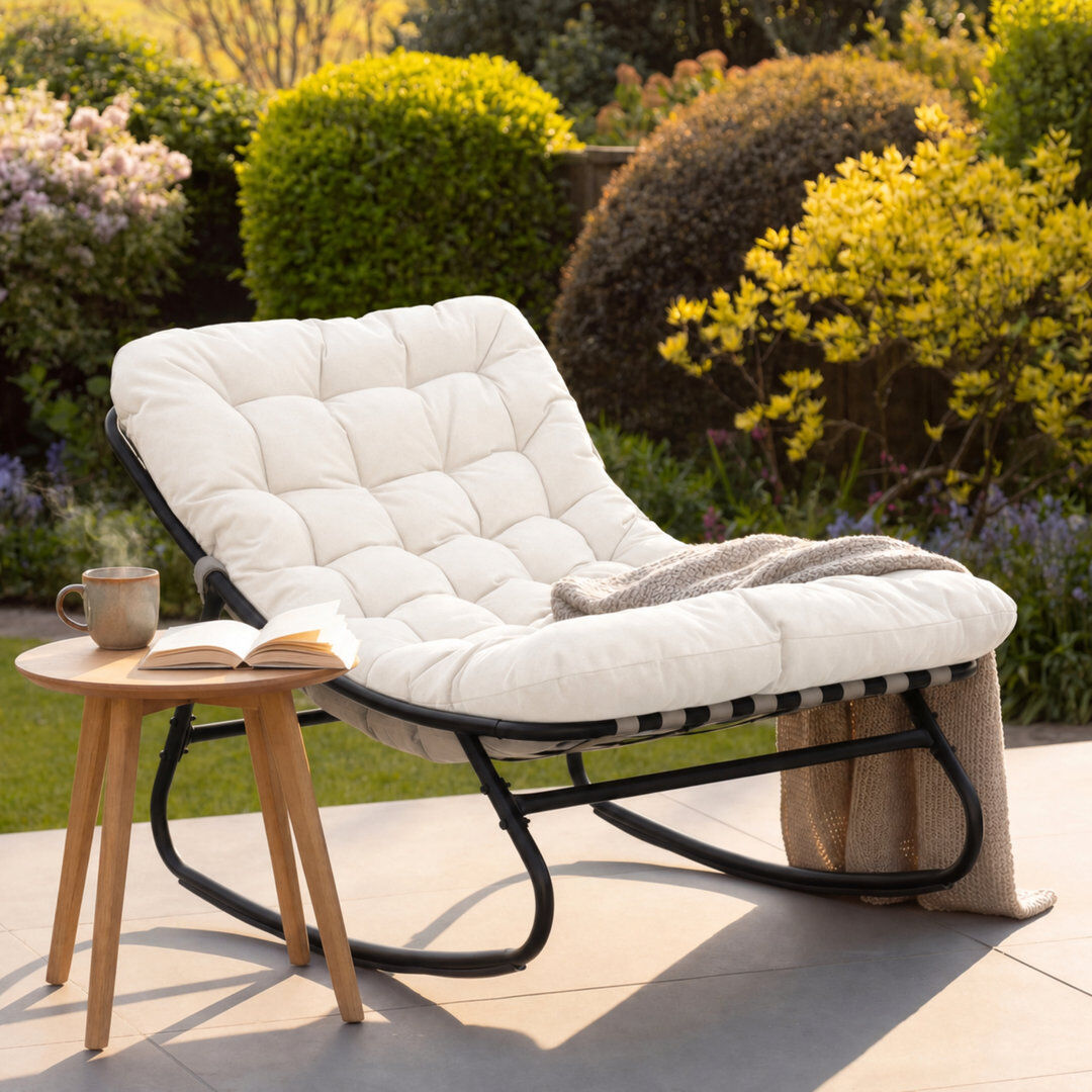 Lark Manor Solace Outdoor Rocking Chair White 74cm H X 78cm W X 101cm D