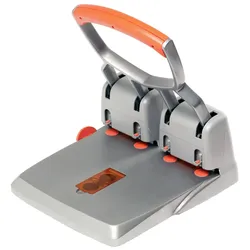 Rapid Vierfachlocher HDC150/4 150 Blatt mit Anschlagschiene silber/orange