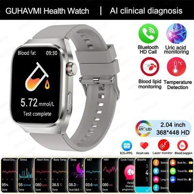 Uplift Treasures AI Health Smart Watch ECG PPG Blood Monitor silver
