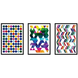 POSTER Set Mit 3 Geometrisch Farben 30X40cm Rahmenlos