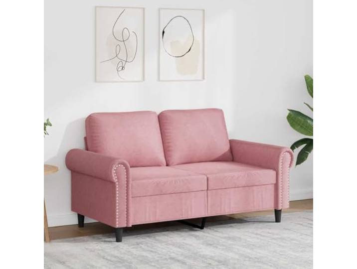 ZQQLVOO 2-Sitzer Sofa Rosa 120 cm Samt Metallgestell, Dick Polsterung, Bequeme Armlehnen, Modernes Design, 110 kg Belastbar