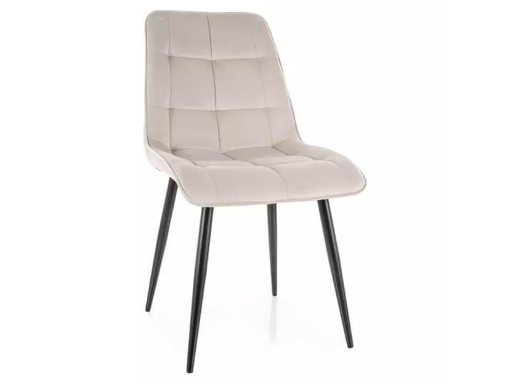 Chaise - Meubles&Design - Chaise velours beige avec pieds métal noir mat dossier matelassé TIRRES