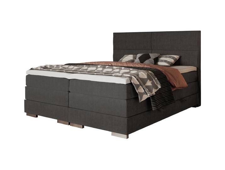 Boxspringbett 200 x 200 cm grau - Bettkasten - MANDEWILLA
