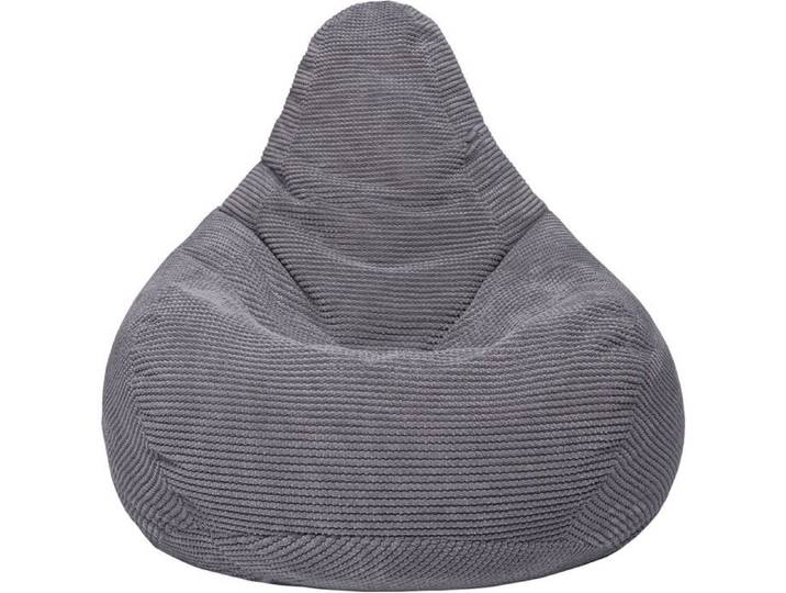 Loft Pouf ergonomique forme poire à dossier haut en velours côtelé Gris anthracite