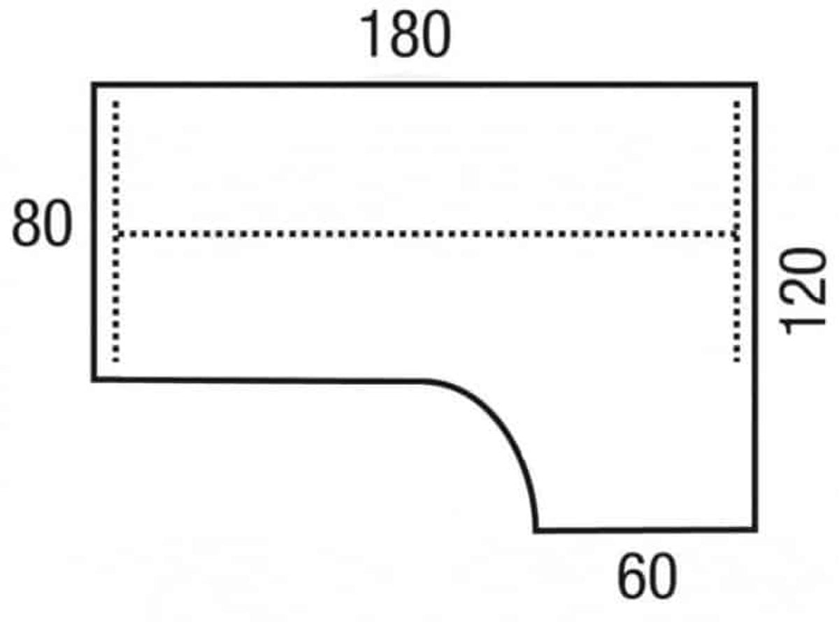 Wing Melamine Bureaublad links 180 x 120 cm Wit