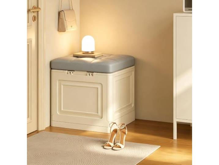 VSLreoiFX Gepolsterte Sitzbank mit Stauraum für Eingang & Schlafzimmer Geräumiger, versteckter Stauraum, moderne Flurmöbel, einfache Montage(C,15.7in)