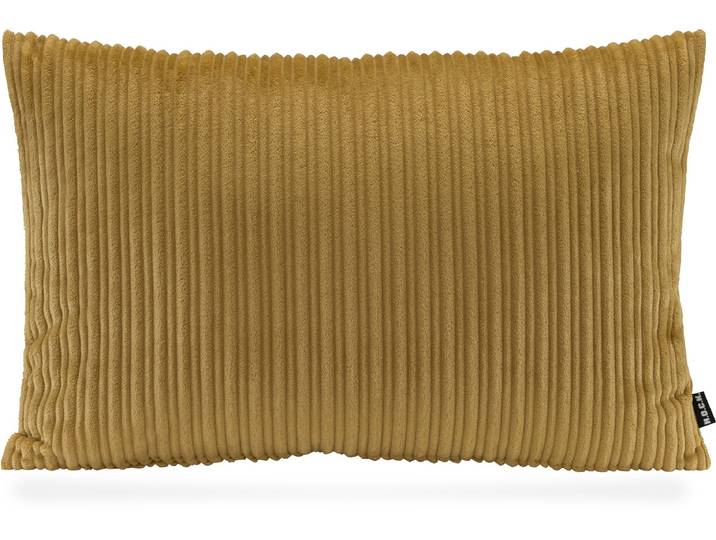 Dekokissen H.O.C.K. Precious Cord , gelb (gelb, mais, unifarben), B:60cm H:10cm L:40cm, Polyester, Dekokissen_Sitzkissen_Kissenhüllen, Dekokissen, leicht schimmernde unterschiedlich große Längsstreifen im Retro Style
