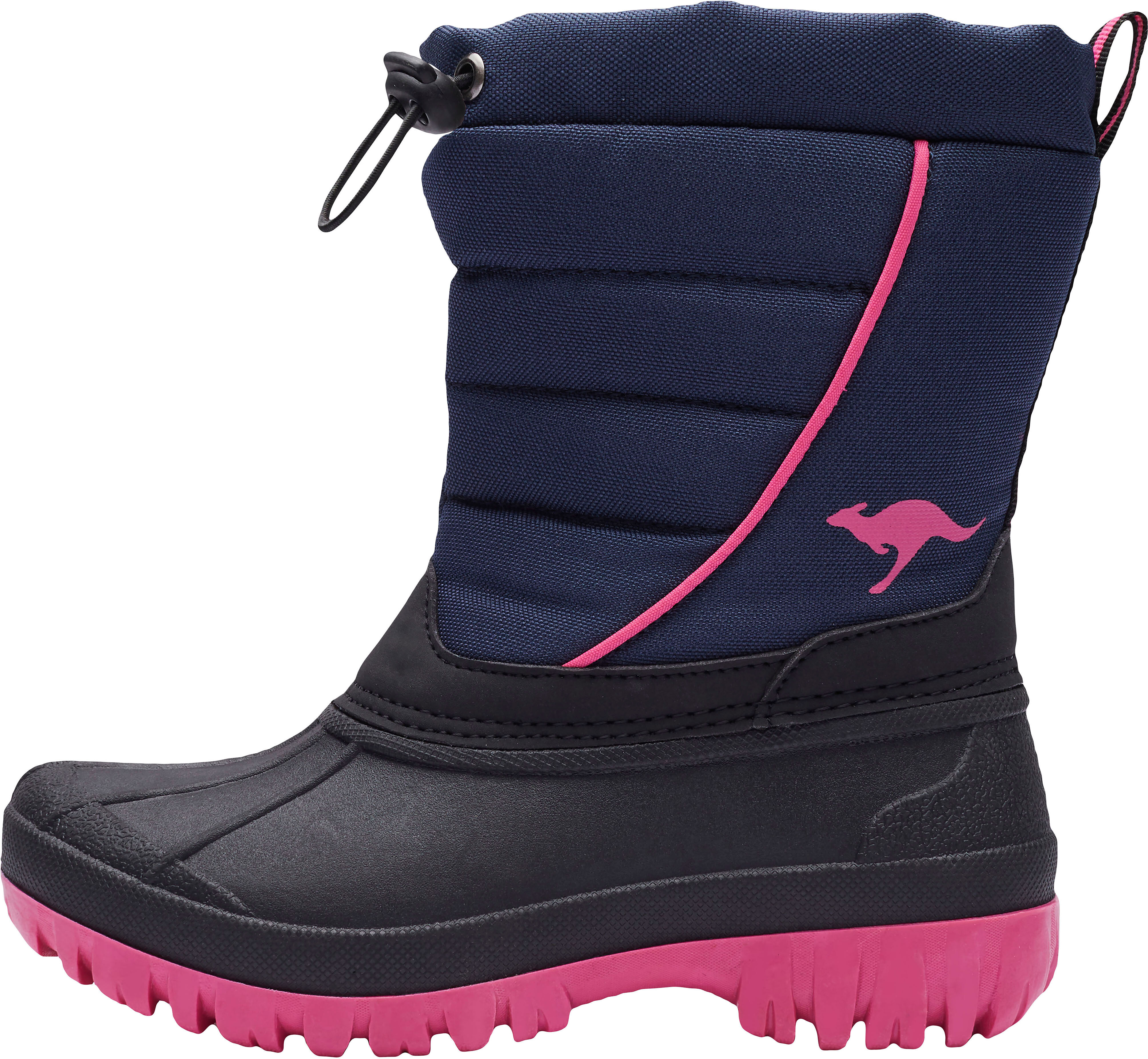 Winterstiefel KANGAROOS "K-Ben", Mädchen, Gr. 30, blau (navy, pink), Synthetik, Textil, Schuhe Winterstiefel, Snowboots, Winterboots, Winterschuhe, wasserabweisend navy, pink 30