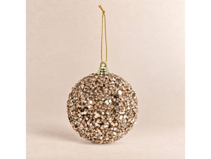 Bronzefarbene Weihnachtskugel mit Glitzer