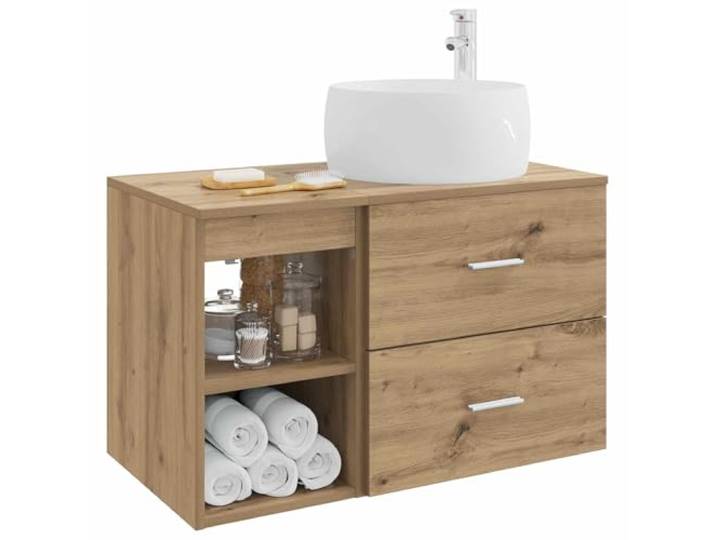 SKTQYQO Badezimmermöbel-Set, 2-teilig, Eiche handgefertigt Wandmontage, technisches Holz, Schrank mit Schubladen, einfache Montage