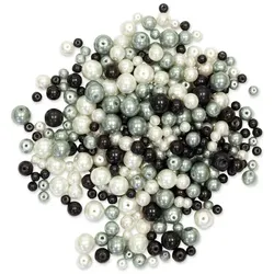 Glaswachsperlen, schwarz-grau-weiß, 4–8 mm Ø, 100 g