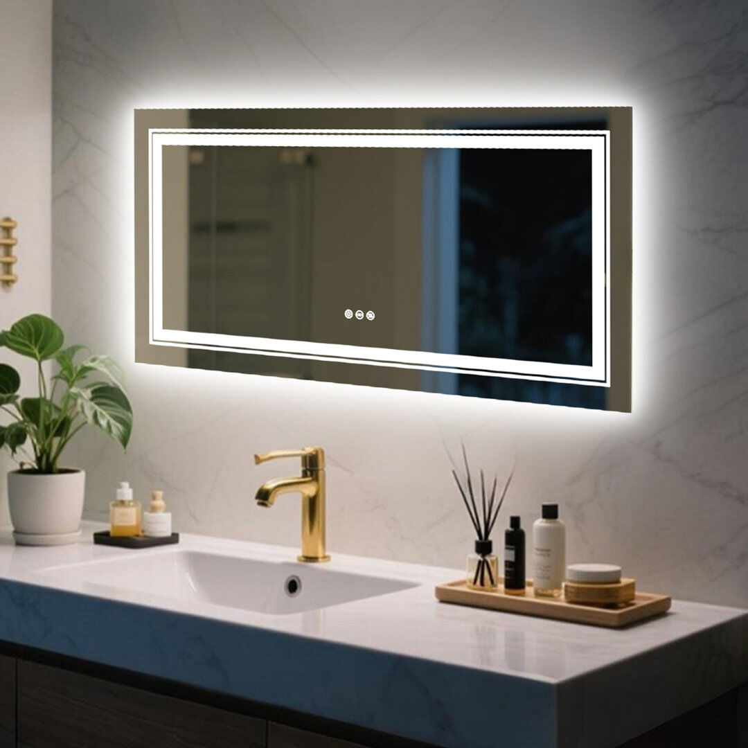 Ivy Bronx Ashawnti LED Illuminated Bathroom Mirror with Fog-Free Touch Sensor 50cm H X 100cm W
