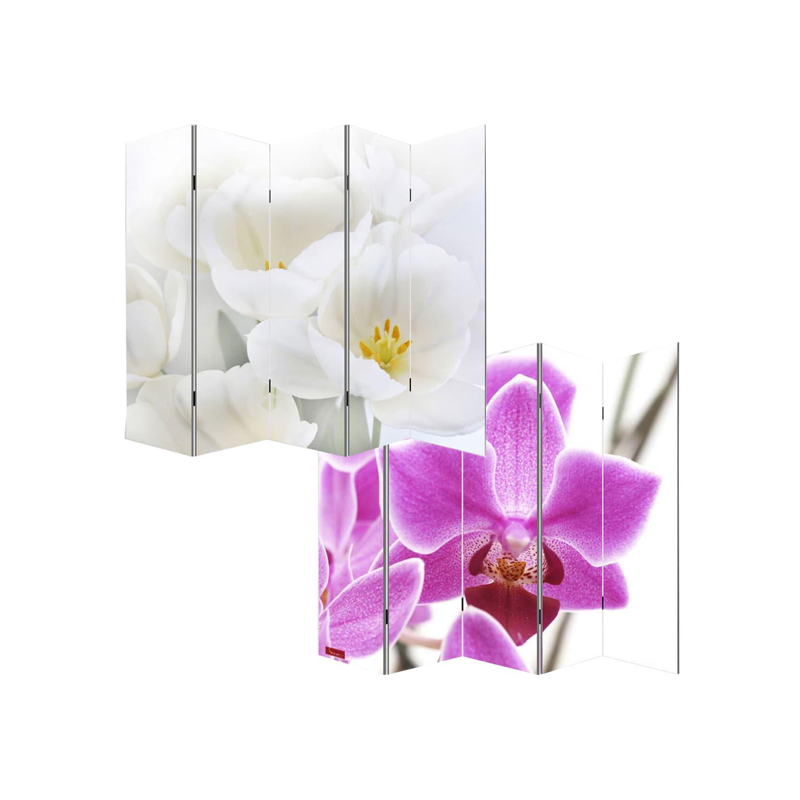 Foto-Paravent Paravent Raumteiler Spanische Wand Bagheria ~ 180x200cm, Orchidee