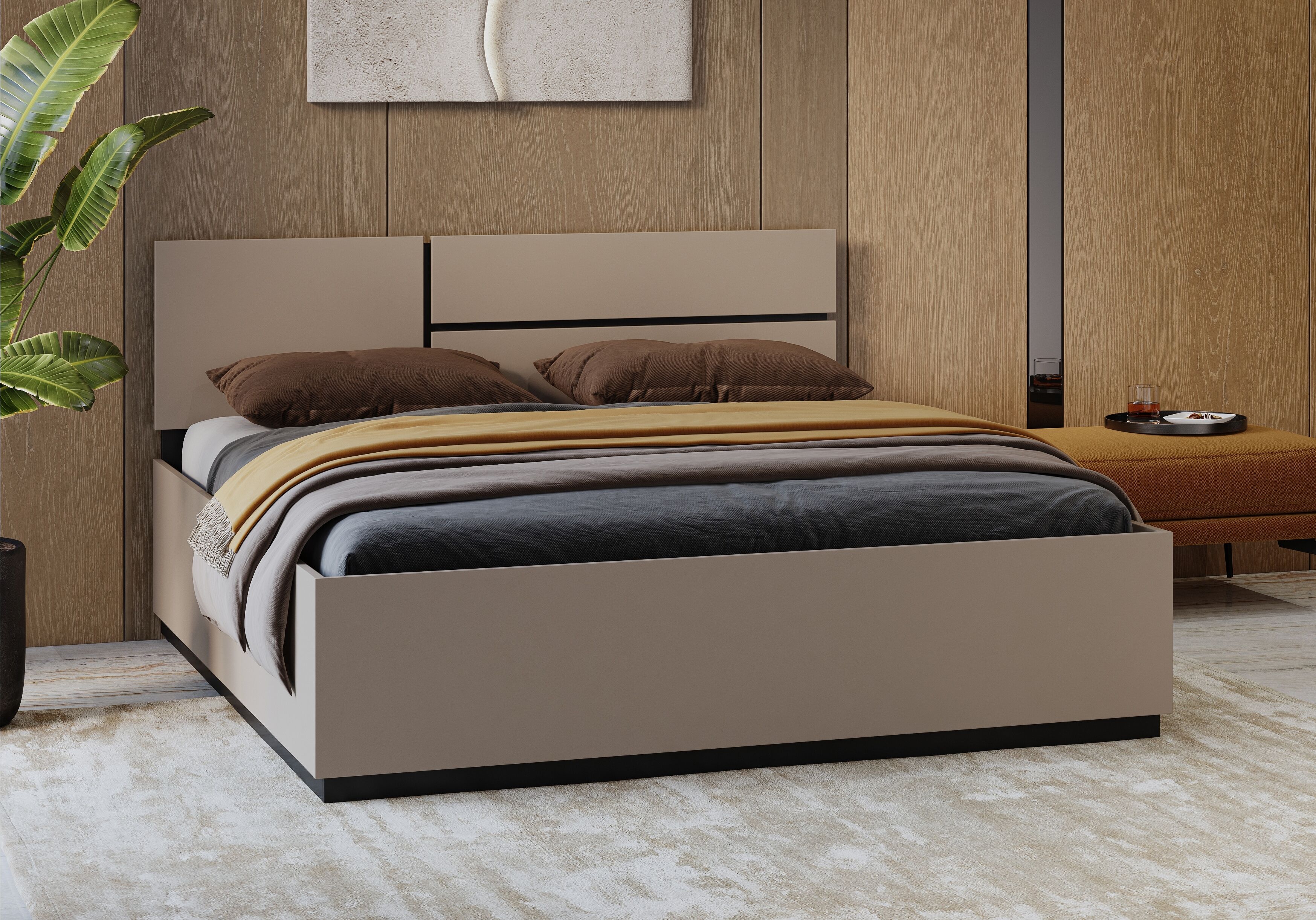 Bett GOODPRODUCT "Cross, moderner Bettrahmen", braun (congo, congo, schwarz, congo), B:164cm H:91cm L:205cm, Betten, Bett, Doppelbett in zwei Grössen, stabiles Bettgestell congo, congo, schwarz, congo Liegefläche Länge B: 200cm x 160cm, Höhe Bett: 91cm Hö