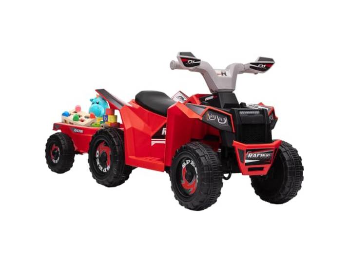 HOMCOM Kinder Quad Elektro 6V Kinderquad Anhänger 1,5-3 Jahre Rot