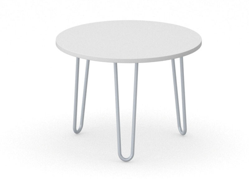 B2B Partner Runder Konferenztisch SPIDER, Durchmesser 60 cm, graues Metallgestell, weiß