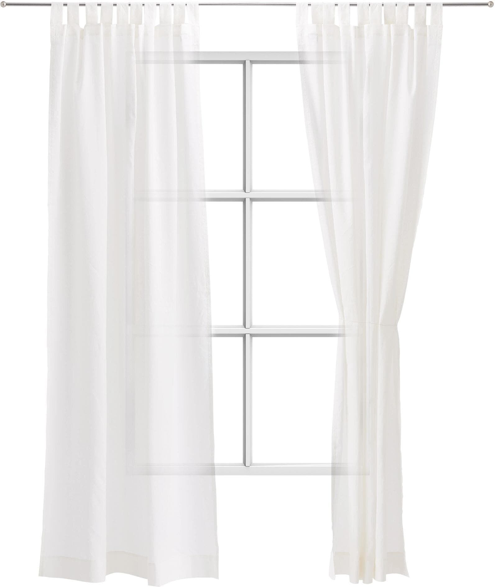 Vorhang URBANARA "Tolosa", weiss (alt weiß), B:140cm H:245cm, Baumwolle, Leinen, Gardinen, Vorhang alt weiß 245cm, Schlaufen, 140cm