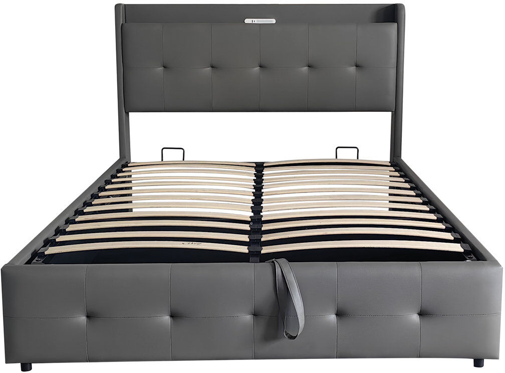 Brayden Studio Bettine Upholstered Ottoman Storage Bed Gray Kingsize (5')