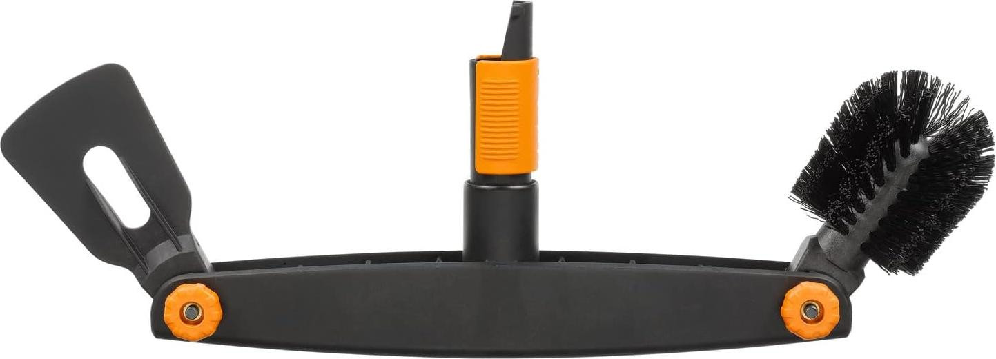 Fiskars Professionele dakgootreiniger met instelbare borstel en schraper, zwart/oranje, Breedte: 45 cm