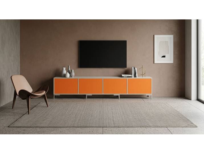 Breites Lowboard nach Maß Premium Dekore Weiß Multiplex Kante