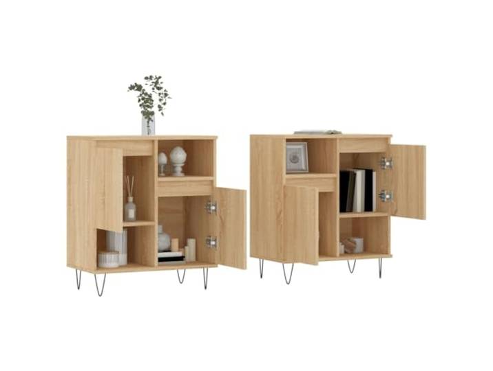 KTHLBRH Sideboards 2 Stück Sonoma Eiche Holz mehrschichtig Großer Stauraum, Ausstellungsfläche, robust und stabil, 120 x 35 x 70 cm