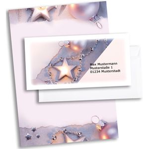 Böttcher-AG Weihnachtsbriefpapier Kugeln, A4, 90 g/m², 50 Blatt + 50 Umschläge