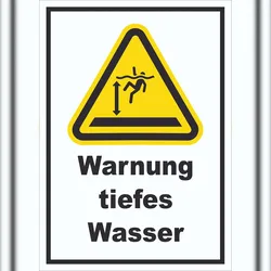 HB-Druck Schild Warnung tiefes Wasser A6 (105x148mm)