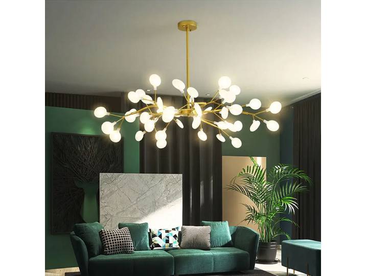Lustre LED nordique G4, éclairage de salon, suspension de branche moderne, or, noir, décor d'art de Shoarias, éclairage intérieur