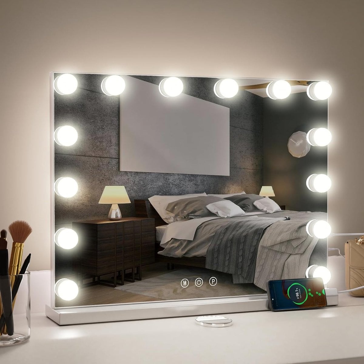 Hollywood Make-up Spiegel met Verlichting voor op Tafel