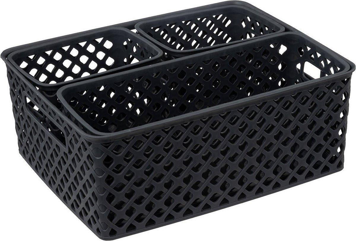 Set van 4 plastic mandjes voor opslag FOLK