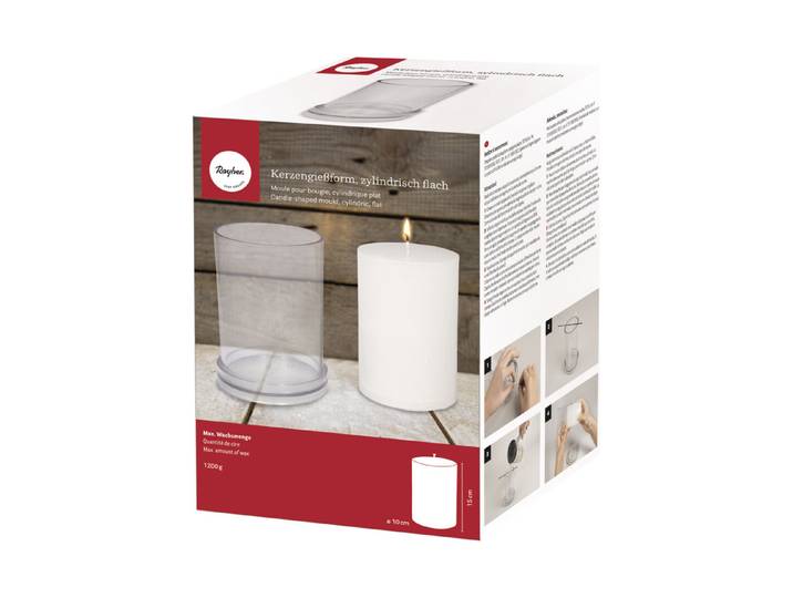 Kerzengiessform,zylindrisch flach, 10cm ø, Höhe 15cm