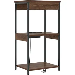 vidaXL Nachttisch mit Ladestation mit Regal Braune Eiche Holzwerkstoff
