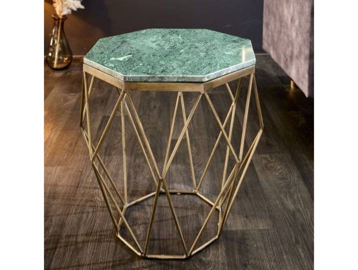 LebensWohnArt Beistelltisch Exklusiver Beistelltisch BIJOUX ca.50cm grün Marmor