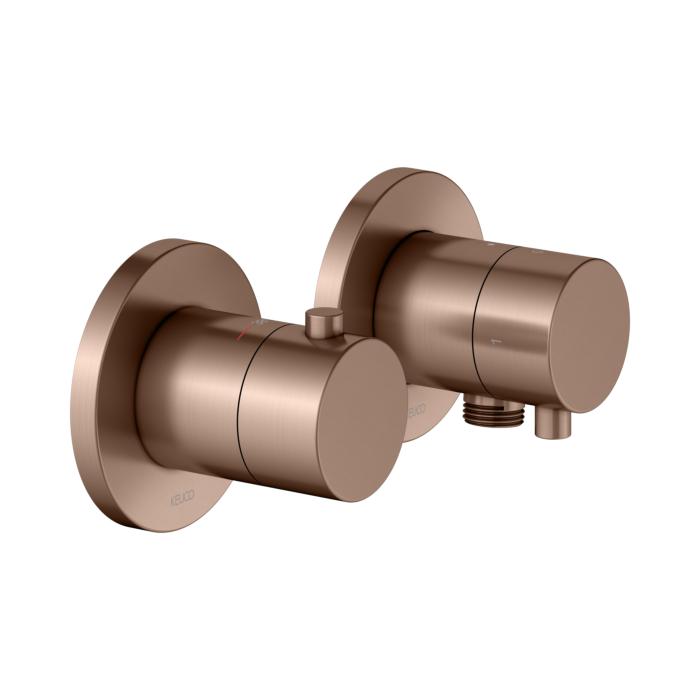 KEUCO Edition 400 Thermostatarmatur Set 51553291121 für 2 Verbraucher, mit Schlauchanschluss, Edelstahl-Finish