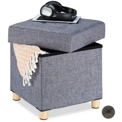 Relaxdays Sitzhocker mit Stauraum Grau,Hellbraun