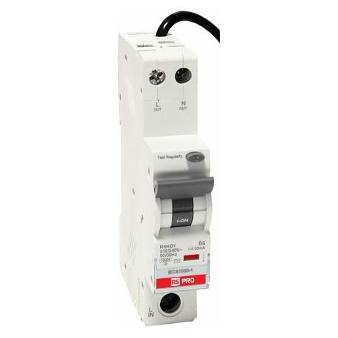 RS PRO RSKO RCBO RCBO 6A, 1-polig Typ B, Empfindlichkeit 30 mA (756189)