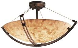 Justice Design Group Justice Design Alabaster Rocks Crossbar 42-inch Dark Bronze Round Bowl Semi-flush