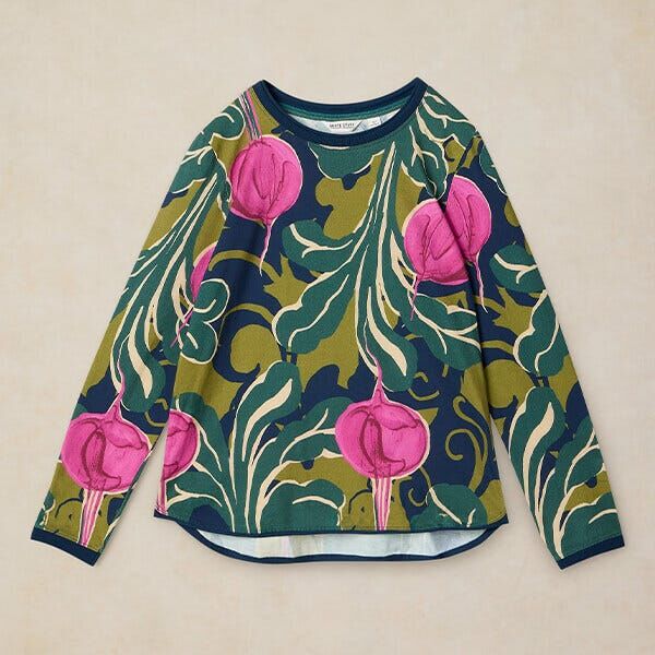 White Stuff Ladies Clara Long Sleeve T-Shirt Green Print
