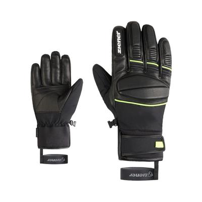 Skihandschuhe ZIENER "GOMIN-Z AQUASHIELD", Herren, Gr. 10.5, schwarz (schwarz.lime), Materialmix, Handschuhe, wasserdicht, winddicht, atmungsaktiv, Lederinnenhand