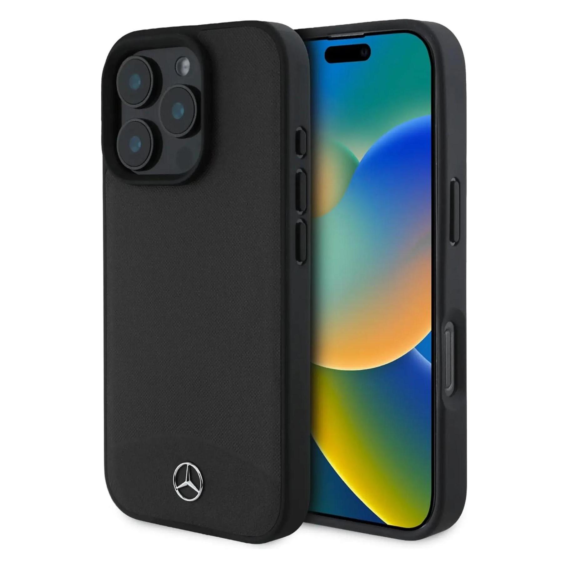Mercedes MEHMP16X23RBARK iPhone 16 Pro Max 6.9" czarny/black hardcase Textured And Plain Leather Mag (Apple iPhone 16 Pro Max) (Mer008284-0)