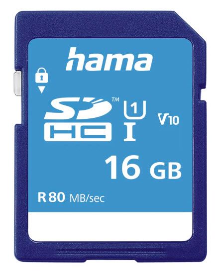 Hama SDHC Speicherkarte 16 GB Class 1 (U1) Klasse 10 124134 00124134