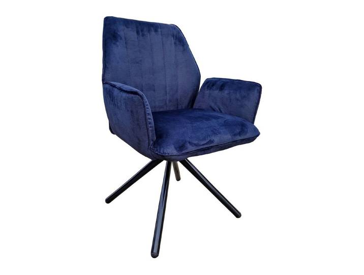 einrichtungsdesign24 Esszimmerstuhl Drehbarer Esszimmer Polsterstuhl City Monolith Armlehnenstuhl, Stahlgestell schwarz lackiert, hochwertige Verarbeitung