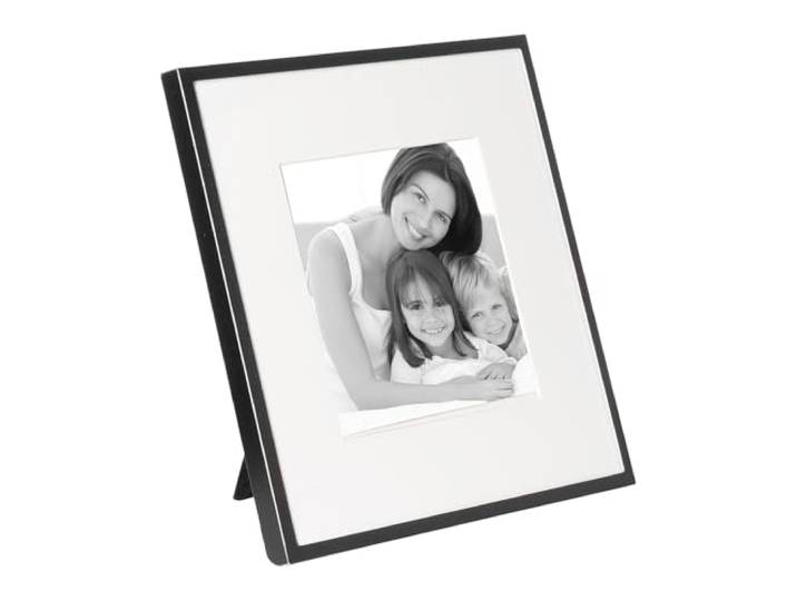 FINK Bilderrahmen NIGRA 10 x 10 cm Aluminium schwarz mit Passepartout Fotorahmen zum Aufstellen und Aufhängen - matt schwarz - dreifach geschnittenes Passepartout - Außenmaß 17 x 17 cm