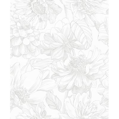 Vliestapete ART FOR THE HOME "Soft Blush Dahlia", grau, B:0,53m L:10m, Vlies, Tapeten, Grau - 53x10m
