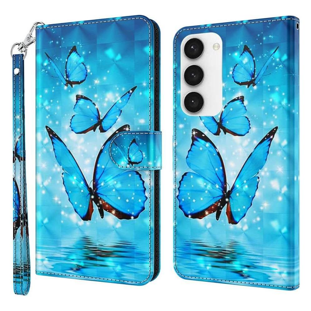 Cover-Discount Galaxy S23+ - Etui Glitzer Effekt Schmetterling blau (Samsung Galaxy S23+) (660116058D)