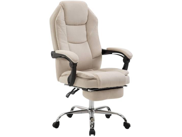 CLP Chefsessel Stoff Creme, Metall, 67x114x64 cm, Büromöbel, Bürostühle, Chefsessel