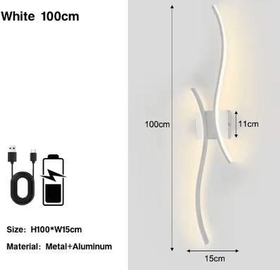 Inspire Picks Wireless Rechargeable LED Wall Sconce 3CCT Touch Dimmable Wall Light With Remote Control white 100cm