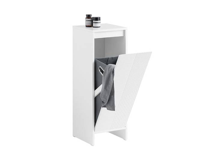 SoBuy Meuble Bas de Salle de Bain Corbeille à Linge Meuble de Rangement avec 1 Panier à Linge Amovible Blanc 30x30x87cm BZR154-W