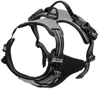 Pet Hub Reflective Adjustable Pet Dog Harness: Breathable Vest For Dogs & Cats L gray